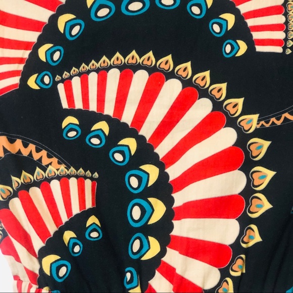 Red Swirl Print Cotton Dress with Pockets - Picture 5 of 6